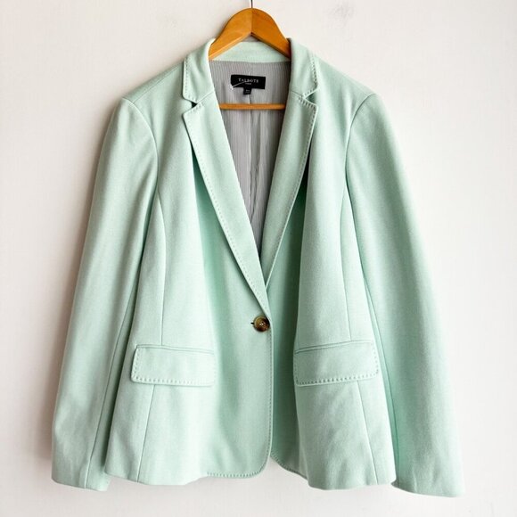 Talbots Sea-foam Green Plus Size Classic Blazer 16W - Picture 3 of 6